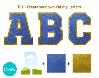 DIY Varsity Sports Jersey Letters on Canva. Easy Drag and Drop Alphabet and Numbers, Canva image frame designs