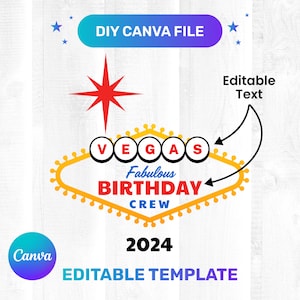 Editable Canva Las Vegas Birthday Crew - Clipart / Digital Graphic Design Instant Download Commercial Use