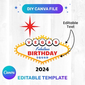 Editable Canva Las Vegas Birthday Squad - Clipart / Diseño gráfico digital Descarga instantánea Uso comercial