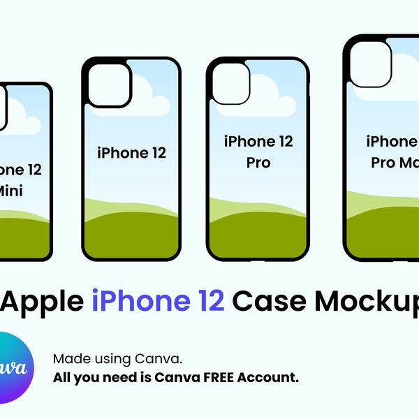 iPhone 12 Pro and iPhone 12 Case Canva Mockup, Sublimation iPhone Case Mock Up, 2D Flat iPhone Case, Easily Editable Background