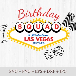 Escuadrón de cumpleaños de Las Vegas - Clipart / Archivos de corte Svg Png Jpg Dxf Diseño gráfico digital Descarga instantánea Uso comercial
