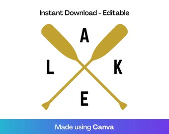 Crossed Paddles Monogram Editable Canva-Two Crossed Wooden Boat Oars or  Paddles Monogram - Boat Oars - Clipart / Digital Graphic Design