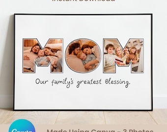 MOM Photo Frame, Mom Photo Collage Montage, Personalized MOM Frame, MOM Photo Frame Template