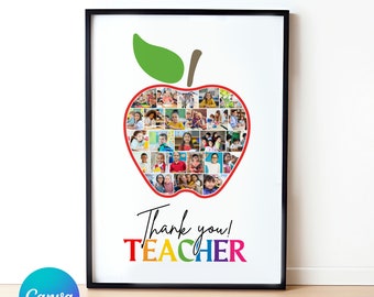 Easy drag and Drop Thank you Teacher Photo Collage - DIY on Canva. Affordable  Teachers Gift, Canva image frame designs