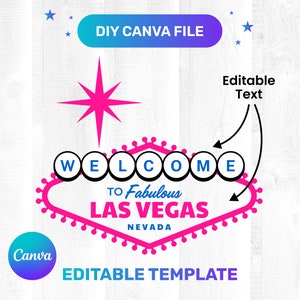 Editable Canva Pink Las Vegas Sign Blank - Clipart / Diseño gráfico digital Descarga instantánea Uso comercial