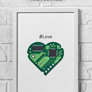 Cartel electrónico con corazón - Cartel de pareja, cartel electrónico, cartel de amor, cartel de San Valentín