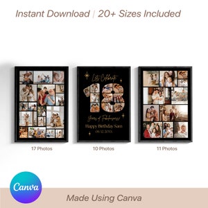 18th Birthday Sign: Celebrating the 18, Personalizable Picture Collage Board, Custom Photo Montage Poster, DIY Digital Download