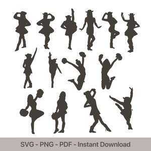 Drill Dance SVG-bundel PNG PDF | Drill Team silhouetten clipart | Kickline Dance Cut-bestanden voor Cricut