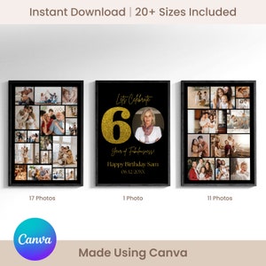 60th Birthday Sign: Celebrating the 60, Personalizable Picture Collage Board, Custom Photo Montage Poster, DIY Digital Download