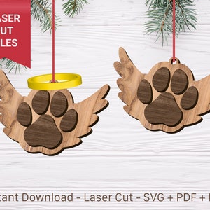 Dog Paw Memorial Ornament File Svg - Dog Love Ornament SVG - Pet Loss SVG - Dog Paw Ornament Svg - Dog Foot Print SVG Glowforge Files