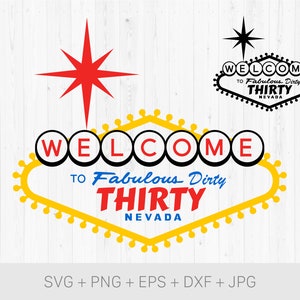 Las Vegas Dirty Thirty - Clipart / File di taglio Svg Png Jpg Dxf Digital Graphic Design Download Istantaneo Uso commerciale