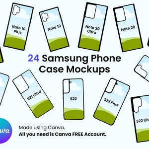 24 Samsung Phone Case Canva Mockup, Sublimation Samsung Case Mock Up, 2D Flat Samsung Case, Canva File