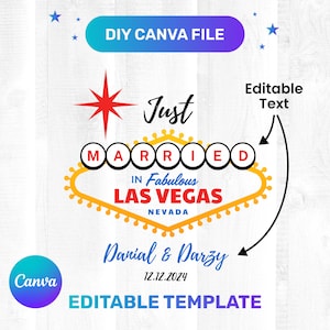 Modificabile Just Married In Las Vegas Sign - Clipart / Digital Graphic Design Download immediato Uso commerciale