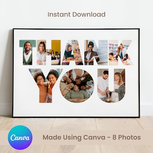 Heartfelt Thank You Photo Collage Print - Appreciation Gift for Mentor, Volunteer or Co-worker - Personalized Digital Download