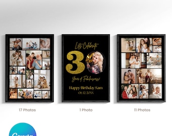 30th Birthday Sign: Celebrating the 30, Personalizable Picture Collage Board, Custom Photo Montage Poster, DIY Digital Download