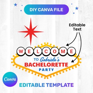 Editable Canva Las Vegas Bachelorette Party Sign - Clipart / Diseño gráfico digital Descarga instantánea Uso comercial