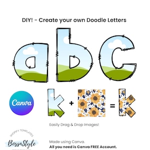 DIY Doodle Letters on Canva. Easy Drag and Drop Alphabet and Numbers, Canva image frame designs
