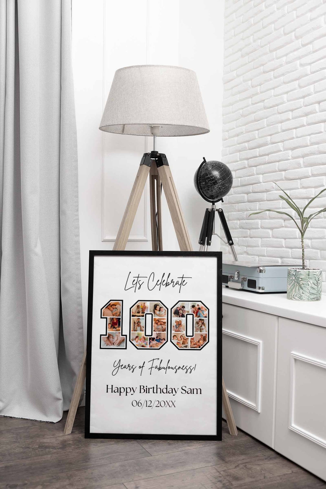 100th Birthday Sign: Celebrating the 100, Personalizable Picture ...