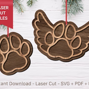 Dog Paw Tag, Laser Cut SVG File, Ornament Cut File, Glowforge files