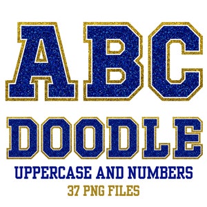 Varsity Sports Jersey Letras Transparentes PNG Letras Doodle Alfabeto e Números Pacote Sublimação Fonte PNG