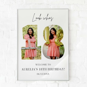 18th Birthday Sign: Celebrating the 18, Personalizable Picture Collage Board, Custom Photo Montage Poster, DIY Digital Download