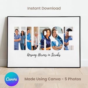 Nurse Appreciation Photo Collage Print - Heartfelt Thank You Gift for Nurses Week or Retirement - Personalized Digital Download