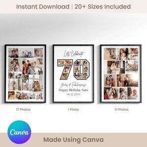 70er Jahre Geburtstag Zeichen: Feiern die 70er Jahre, personalisierbares Bild Collage Board, Benutzerdefinierte Foto Montage Poster, DIY Digital Download