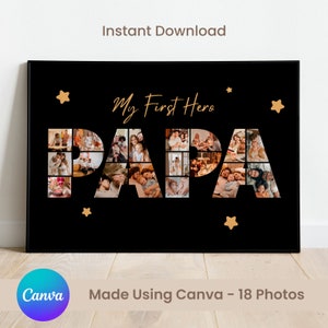 Papa Photo Collage Print - Fathers Day Gift Gifts for Him, Papa Photo Print- Personalized Digital Download