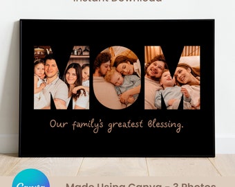 MOM Photo Frame, Mom Photo Collage Montage, Personalized MOM Frame, MOM Photo Frame Template