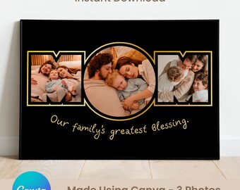 MOM Photo Frame, Mom Photo Collage Montage, Personalized MOM Frame, MOM Photo Frame Template