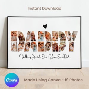 Impresión de collage de fotos DIY para papá conmovedor: una dulce idea para regalar por el Día del Padre, un cumpleaños o un nuevo papá. Póster digital personalizado de descarga.