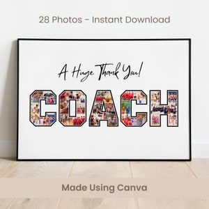 Merci Coach Photo Collage facile par glisser-déposer - DIY sur Canva. Poster cadeau entraîneur, cadeau entraîneur sportif
