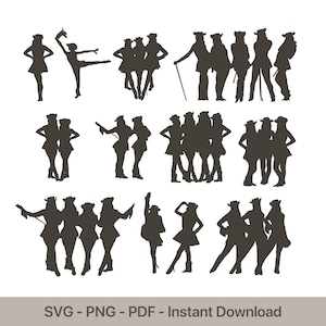 Drill Dance SVG Bundle PNG PDF | Drill Team Silhouettes Clipart | Kickline Dance Cut Files for Cricut