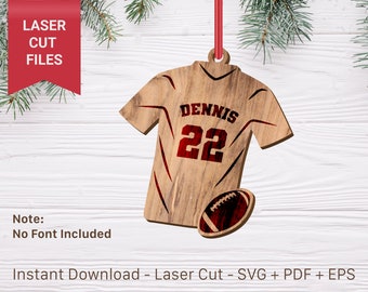 Football Jersey Ornament Cut Files - Christmas ornament - Sports Ornament- Glowforge Files - Laser Cut Ready SVG Files
