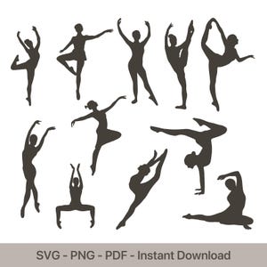 Dans SVG-paket PNG PDF | Dansare Silhuett Clipart | Balett Jazz Hip Hop Klippfiler för Cricut