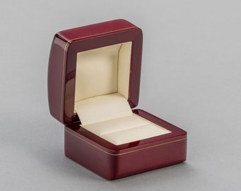 Luxury Wooden Ring box in Dark Cherry Wood Finish & Leatherette For Diamond Rings Engagement Wedding Eternity