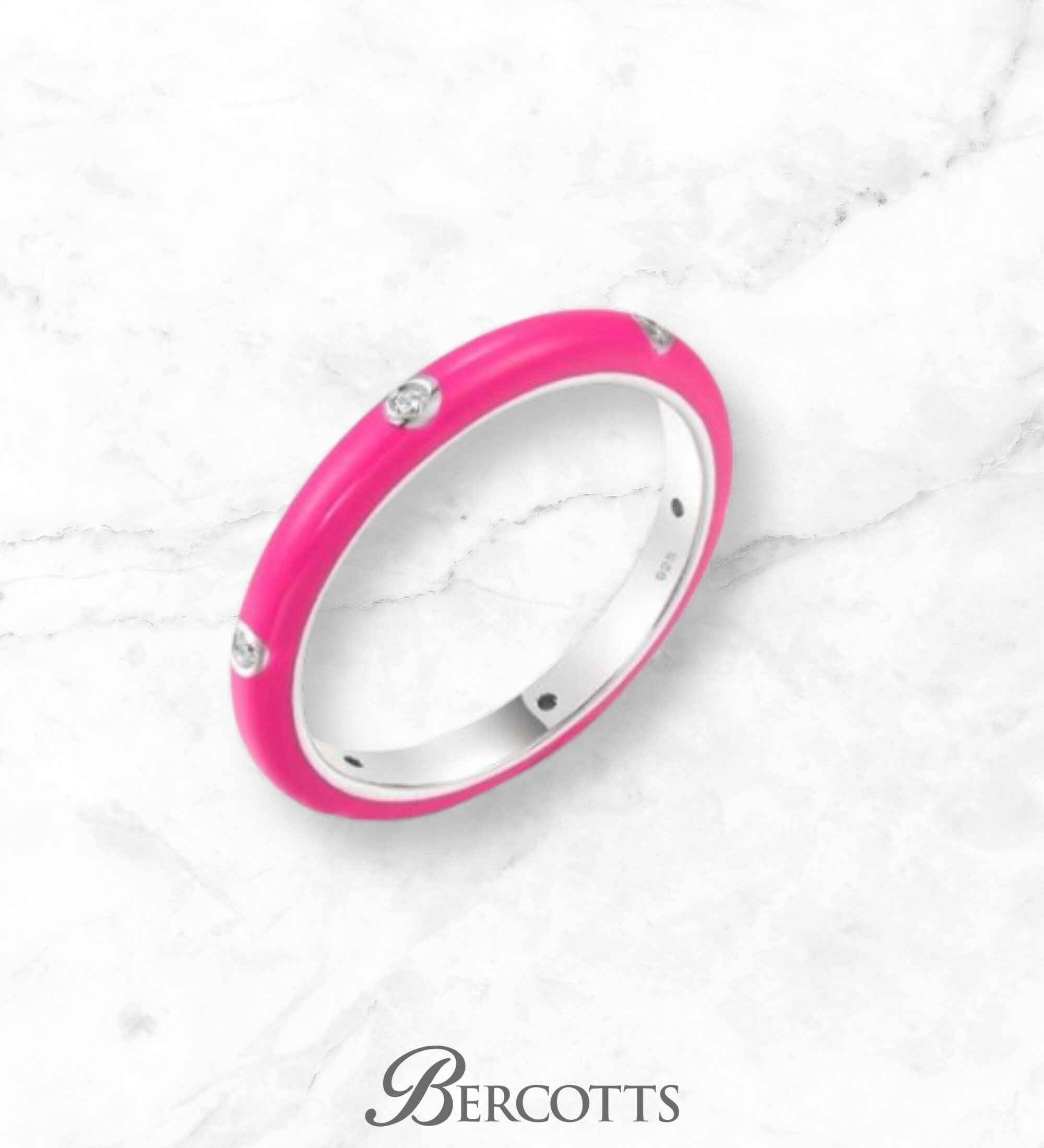 Enamel Stacker Ring, 925 Sterling Silver CZ, Multicolour Band - Etsy UK