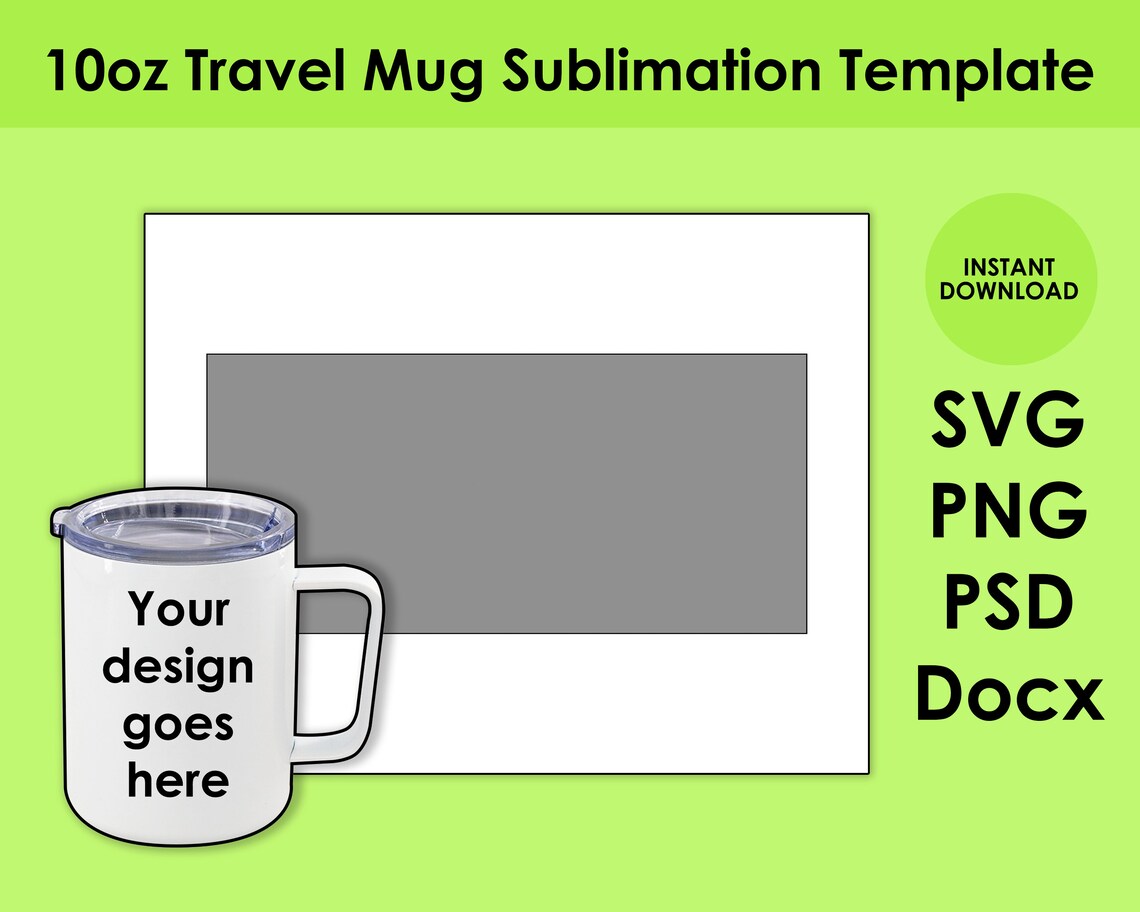 Download 10oz Travel Mug Sublimation Template 8.5x11 Sheet SVG PNG | Etsy
