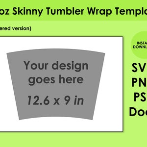 32oz Tapered Skinny Tumbler Template SVG, PNG, PSD,  & DOCx A3 Sheet