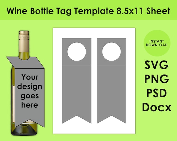Wine Tag Template 8.5x11 Sheet SVG PNG PSD and Docx | Etsy