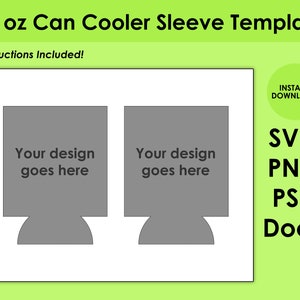 12oz Can Cooler Sleeve Template 8.5x11 Sheet SVG, PNG, PSD and DOCx