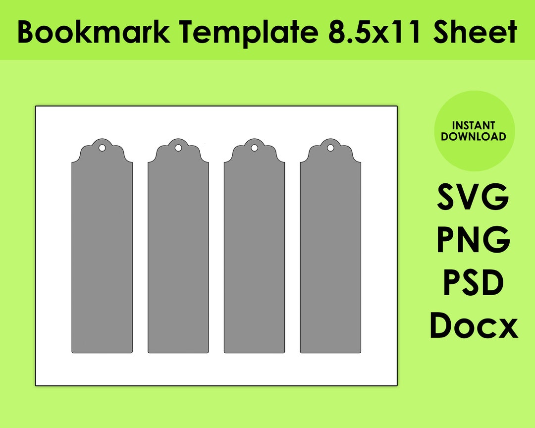 Bookmark Template 8.5x11 Sheet SVG, PNG, PSD and Docx - Etsy