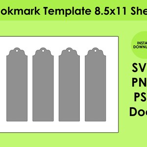 Bookmark Template 8.5x11 Sheet SVG, PNG, PSD and DOCx