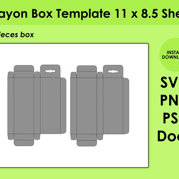 Crayon Box Template 4pcs 8.5x11 Sheet SVG, PNG, PSD and DOCx