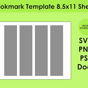 Bookmark Template 8.5x11 Sheet SVG, PNG, PSD and DOCx