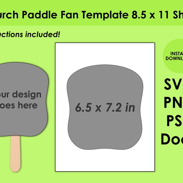 Church Paddle Fan Template 8.5x11 Sheet SVG, PNG, PSD and DOCx