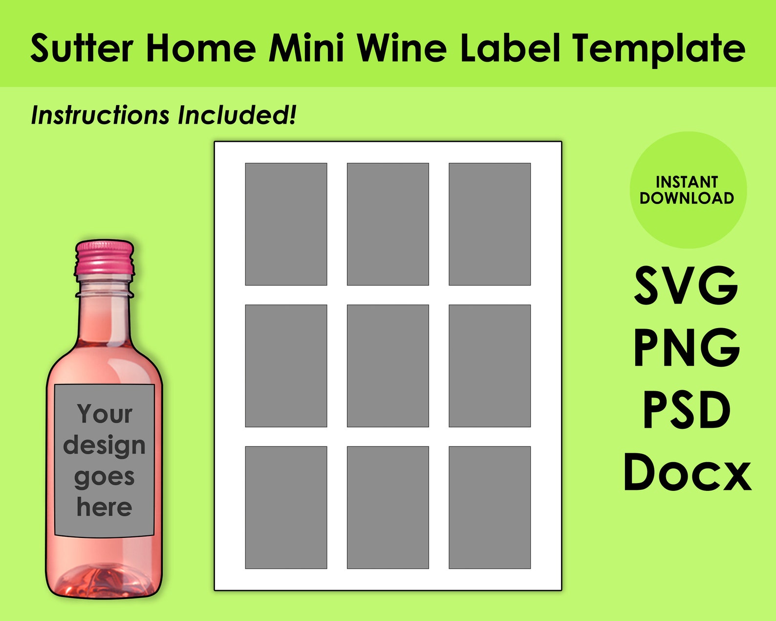 Sutter Home Mini Wine Blank Label Template 8.5x11 Sheet SVG Etsy