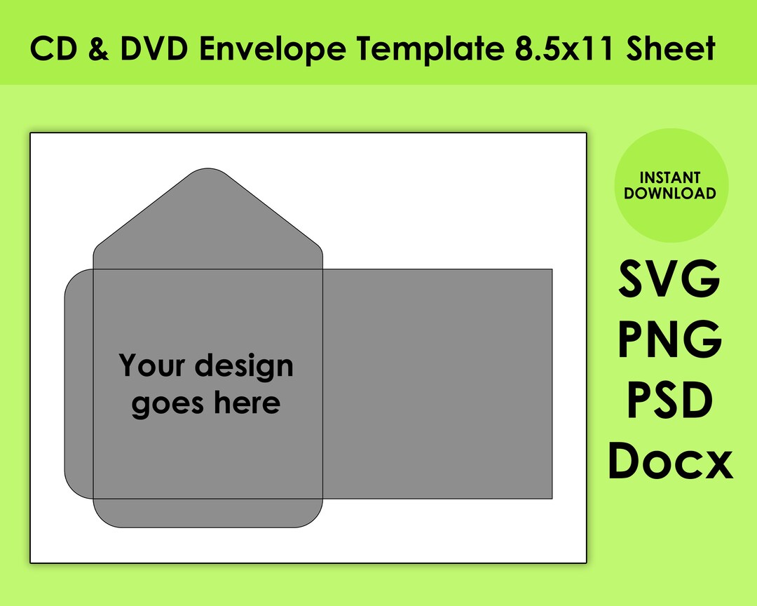 CD & DVD Envelope Template 8.5x11 Sheet SVG, Png, Psd and Docx Etsy