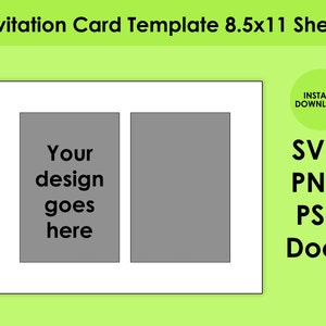 Plantilla de tarjeta de invitación 4x6 8.5x11 Hoja