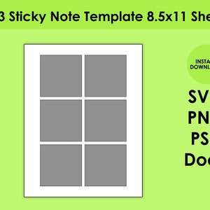 3x3 Sticky Note Template 8.5x11 Sheet
